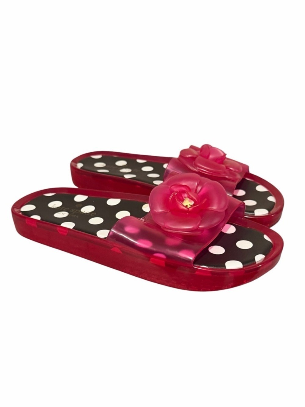 kate spade New York Splash Hot Pink Flower Jelly Slides Sandals Size 7 NWOT
